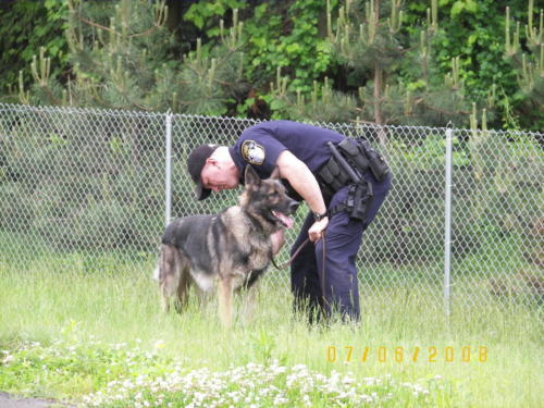 Retired K-9 Mack with Sgt. David McNeice